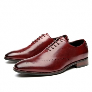 Formale Herrenschuhe Oxford Brogue Mit Geschnitztem Zehenbereich Und Holzabsatz