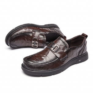 Formelle Herrenschuhe Loafer Retro-stil Runde Zehenpartie Rindsleder Metallschnalle