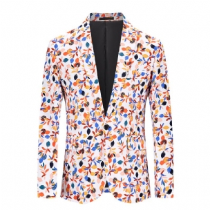 Herren-blazer Mit Blumenmuster Sportmantel Gebrochenes Ein Knopf Flacher Kragen Schmal