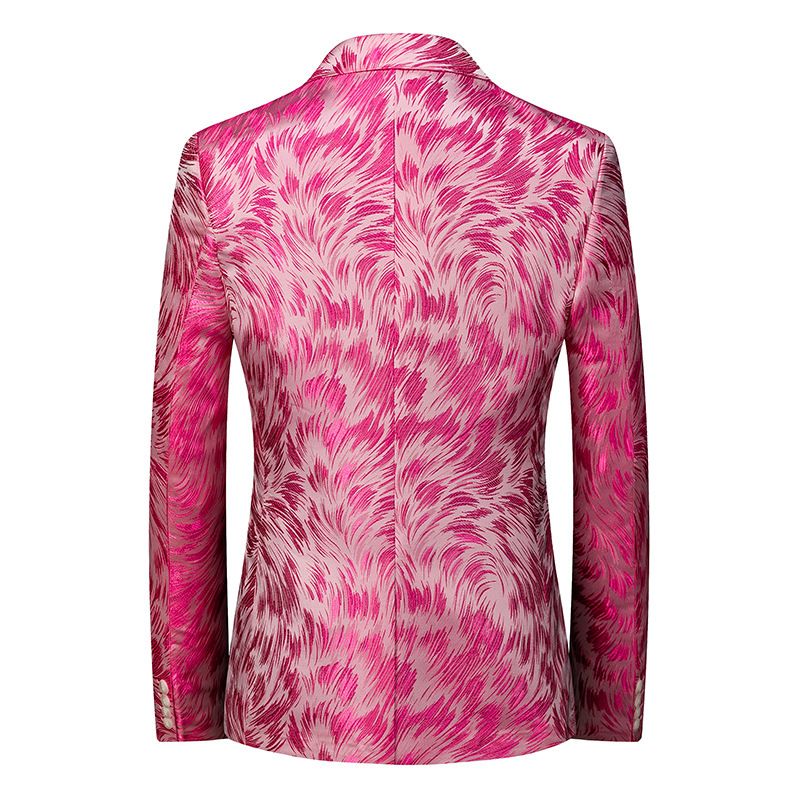 Herren Blazer Sport Mantel Blumenmuster Individualität Business Modern Ein-knöpfen Übergröße - Rosa