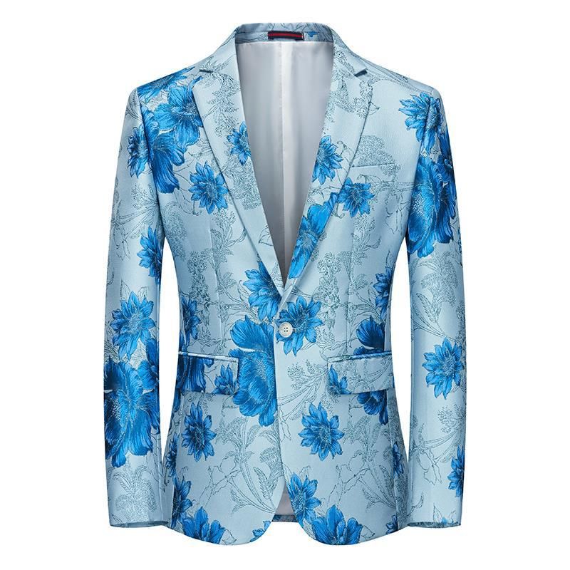 Herren Blazer Sport Mantel Mode Pflanze Blumenmuster Ein-knöpfen