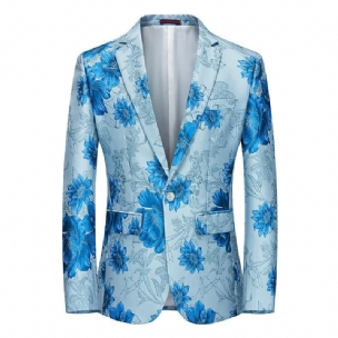 Herren Blazer Sport Mantel Mode Pflanze Blumenmuster Ein-knöpfen