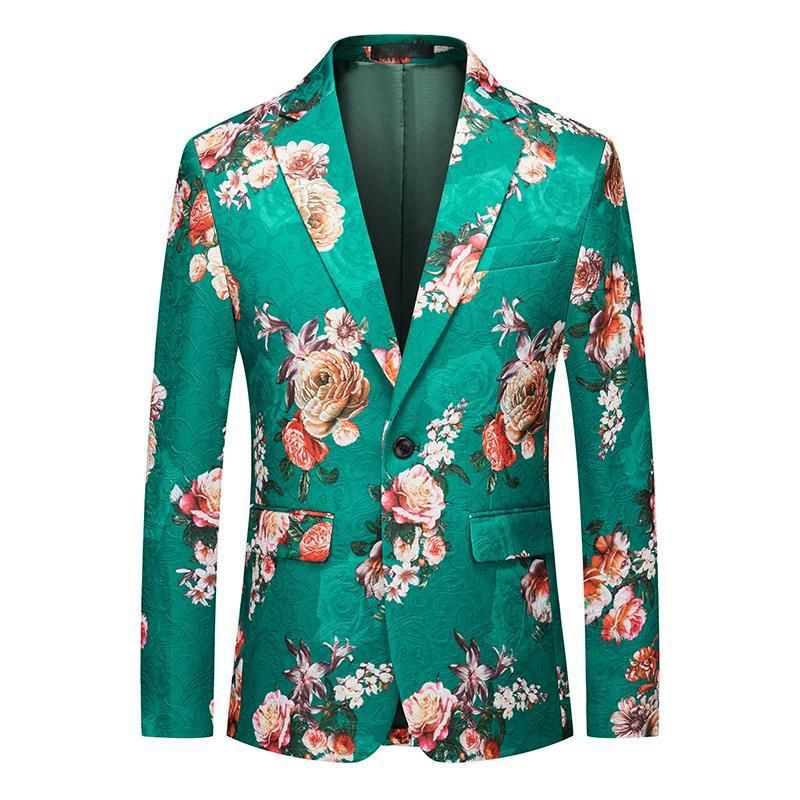 Herren-blazer Sportmantel Blumenmuster Ein Knopf Rosenmuster