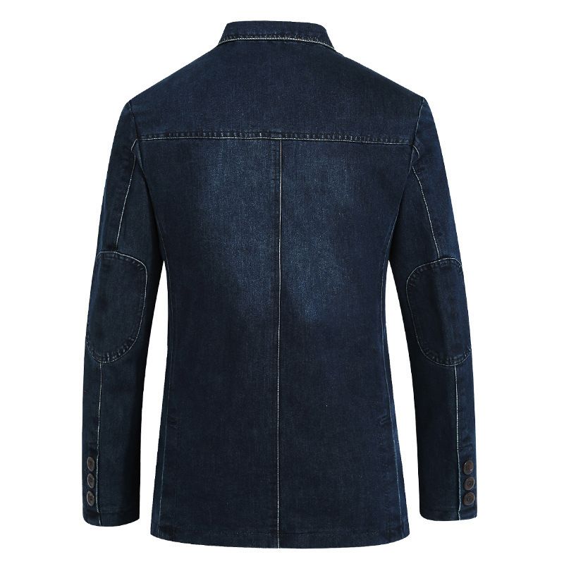 Herren-blazer Sportmantel Denim Schmal Drei Knöpfe Aufgesetzte Taschen - Dunkelblau