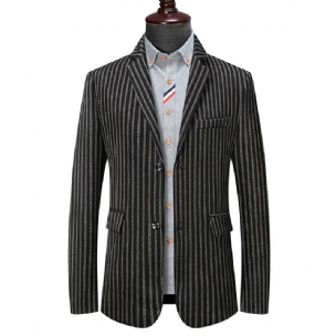 Herren-blazer Sportmantel Gestreift Herbst / Winter Flacher Kragen Pattentaschen Zwei Knöpfe