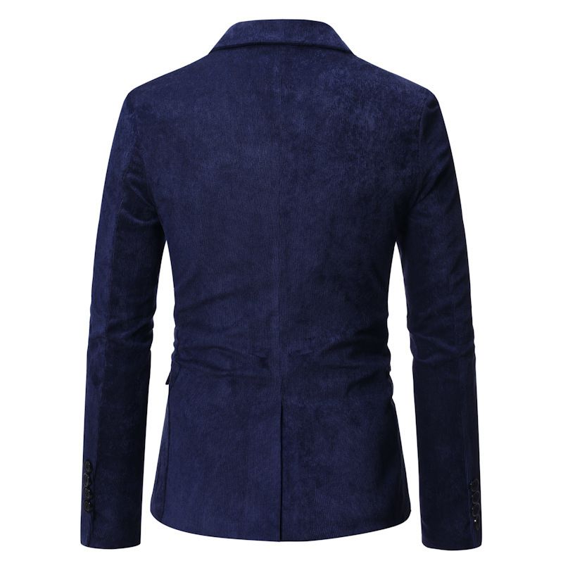 Herren Blazer Sportmantel Herbst / Winter Cord Slim Ein-knöpfen Pattentaschen - Blau