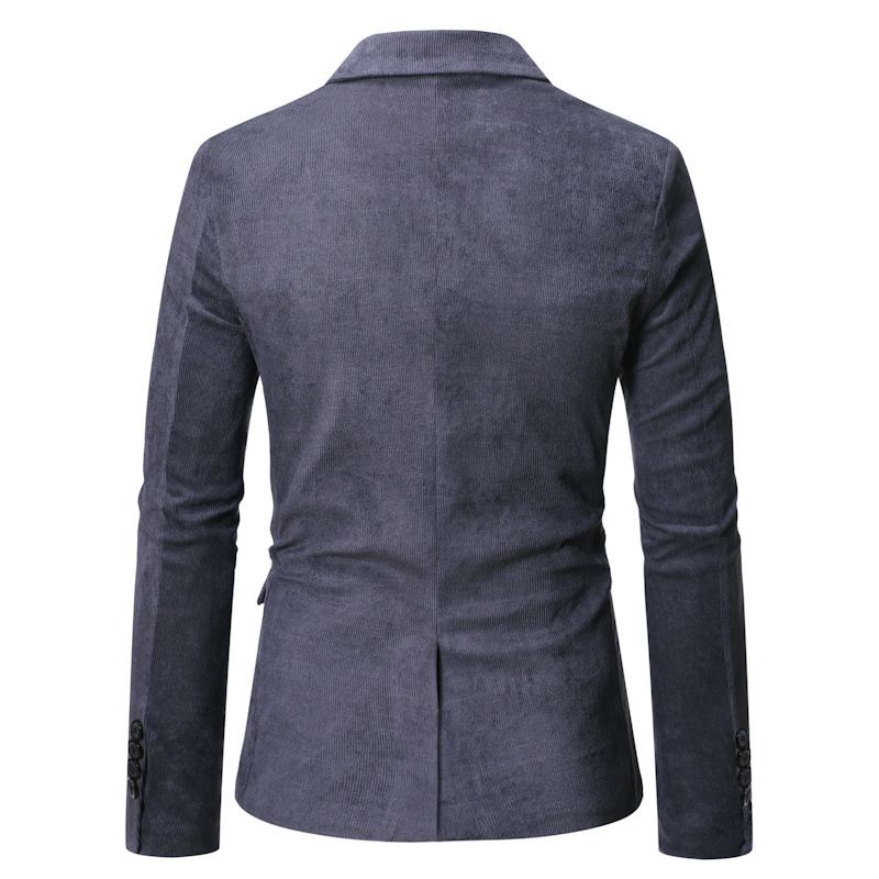 Herren Blazer Sportmantel Herbst / Winter Cord Slim Ein-knöpfen Pattentaschen - Grau