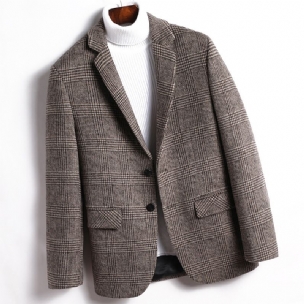 Herren-blazer Sportmantel Herbst / Winter Wolle Kariert Zwei Knöpfe