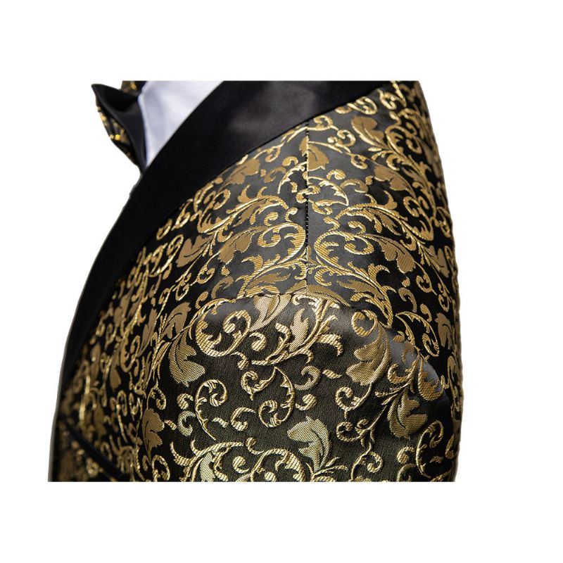 Herren-blazer Sportmantel Jacquard 1 Knopf Schalkragen Pattentaschen - Golden