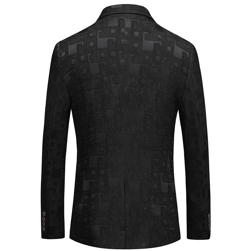 Herren-blazer Sportmantel Lässig Modisch Blumenmuster Ein Knopf Schmal - Schwarz