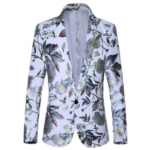 Herren-blazer Sportmantel Schlankes Pflanzenblumenmuster Ein Knopf