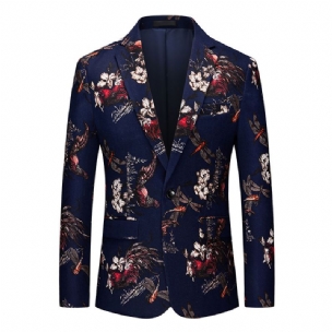 Herren-blazer Sportmantel Schmal Blumenmuster Botanisches Muster Ein Knopf