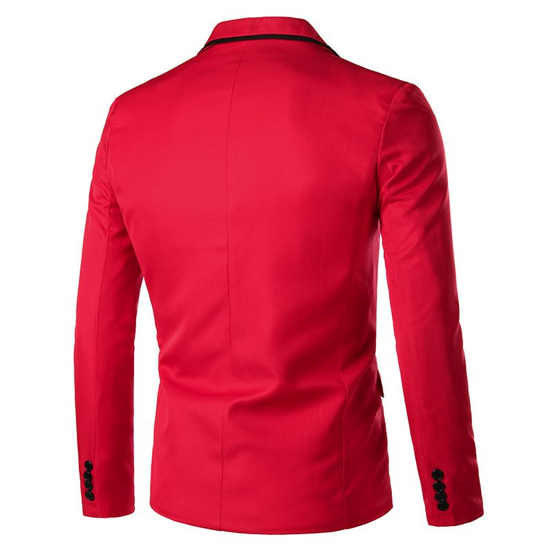 Herren-blazer Sportmantel Schmal Ein Knopf Flacher Kragen Pattentaschen - Rot