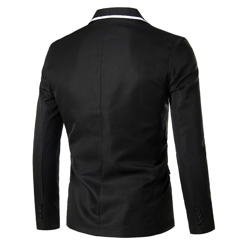 Herren-blazer Sportmantel Schmal Ein Knopf Flacher Kragen Pattentaschen - Schwarz