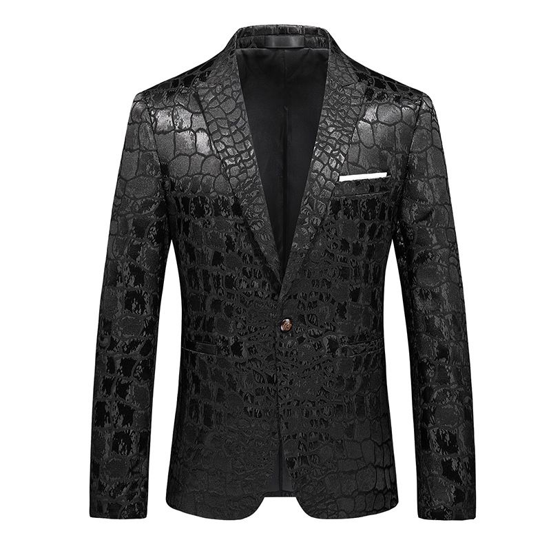 Herren-blazer Sportmantel Schmal Ein Knopf Flacher Kragen / Spitzes Revers Krokodilmuster