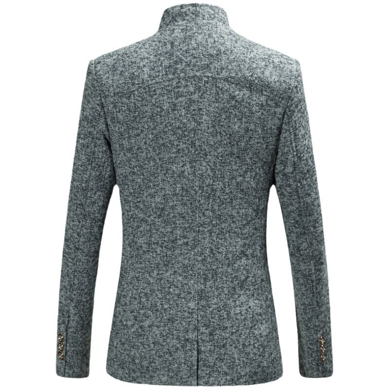 Herren-blazer Sportmantel Stehkragen Chinesischer Tunika-anzug Schmal Fünf Knöpfe Einfarbig - Blau