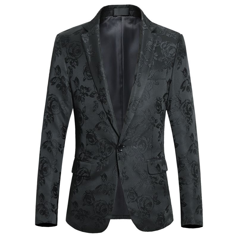 Herren-blazer Sportmantel Stickerei Individualität Schlankes Blumenmuster Ein Knopf