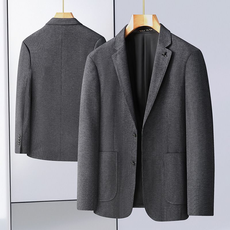 Herren-blazer Sportmantel Zwei Knöpfe Lockeres Blumenmuster Gestreift Elegant Übergröße - Grau