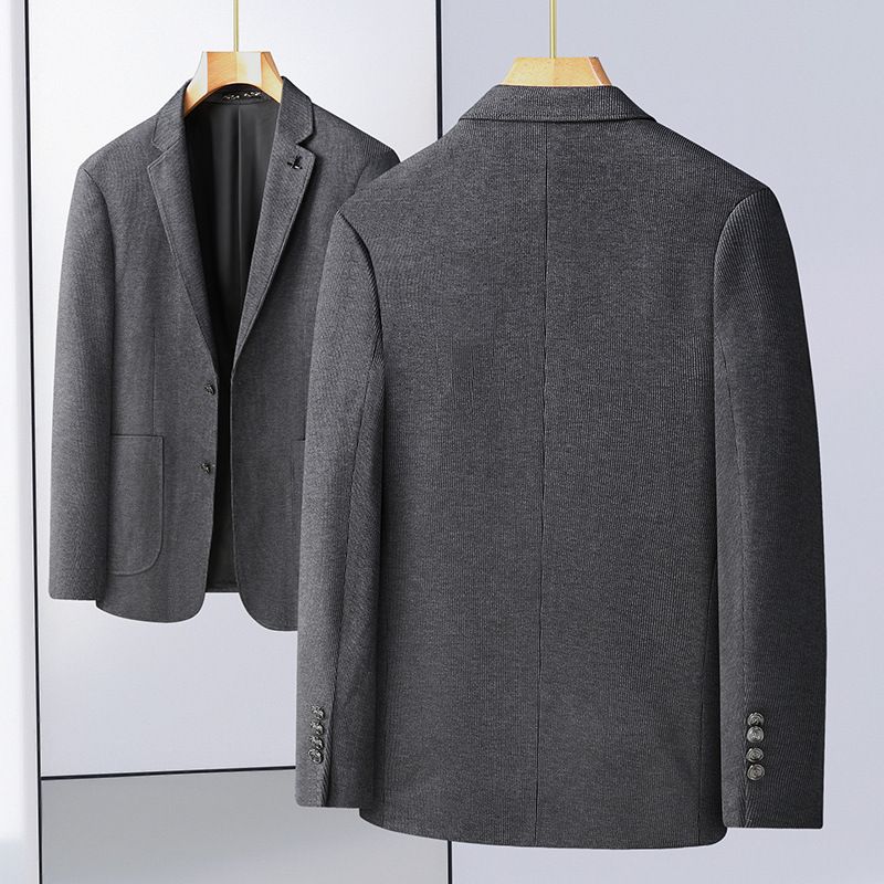 Herren-blazer Sportmantel Zwei Knöpfe Lockeres Blumenmuster Gestreift Elegant Übergröße - Grau