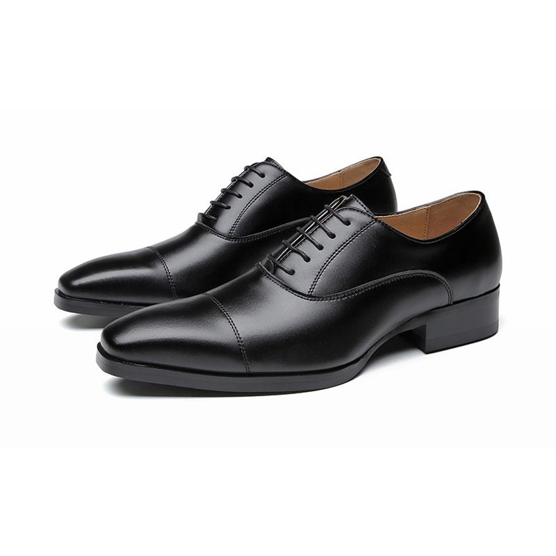 Herren Formelle Schuhe Oxford Cap Toe Leder - Schwarz