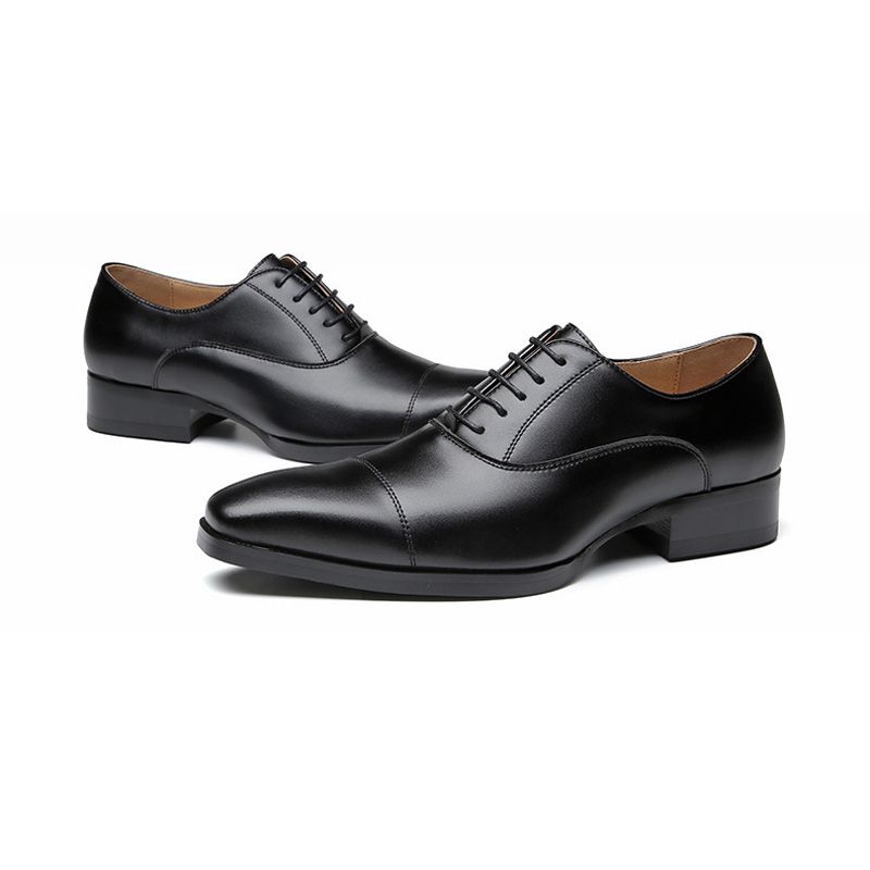 Herren Formelle Schuhe Oxford Cap Toe Leder - Schwarz