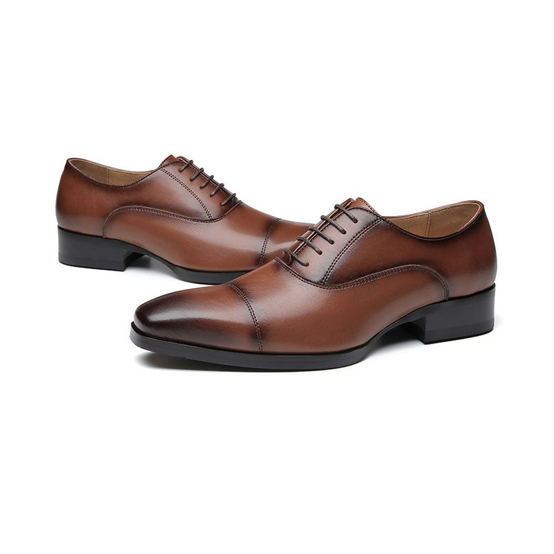 Herren Formelle Schuhe Oxford Cap Toe Leder - Braun