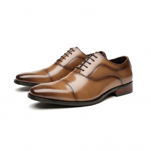 Herren Formelle Schuhe Oxford Cap Toe Rindsleder Holzabsatz