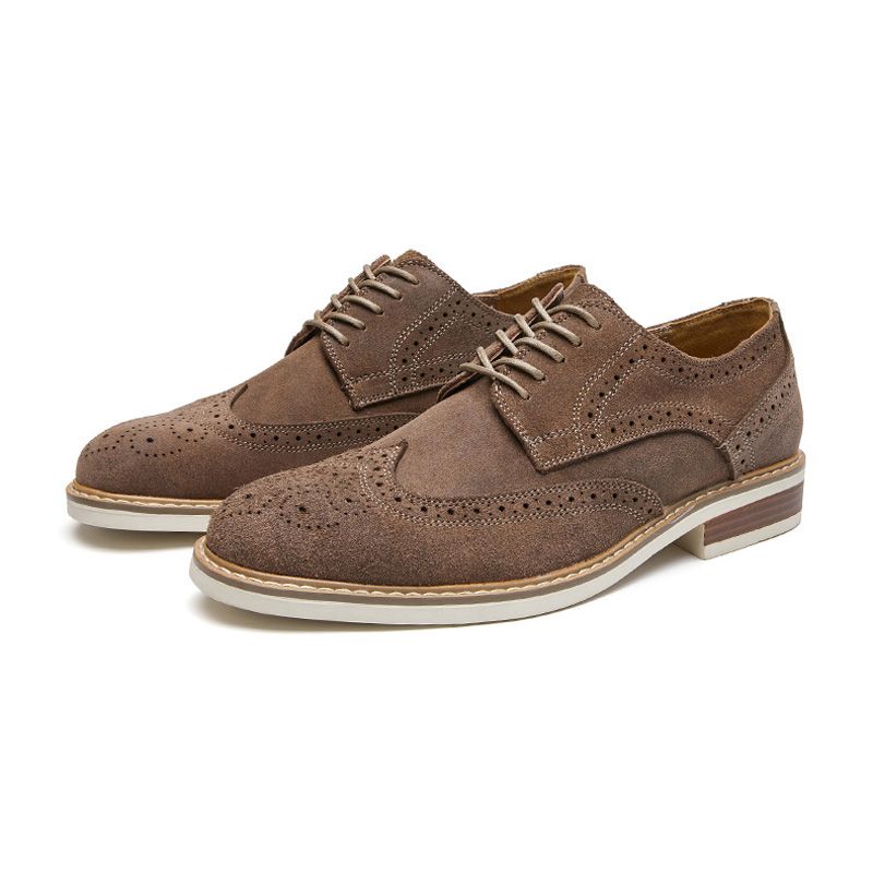 Herren-kleiderschuhe Brogue-wildleder Rindsleder Retro-derby-schuhe Runde Zehenpartie - Grau