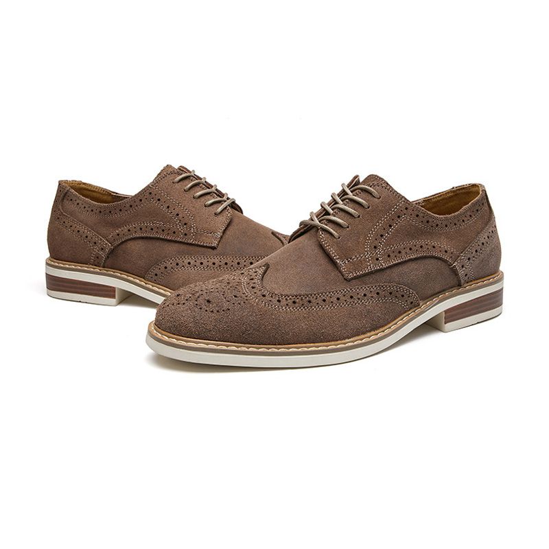 Herren-kleiderschuhe Brogue-wildleder Rindsleder Retro-derby-schuhe Runde Zehenpartie - Grau