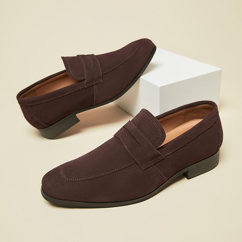 Herren-loafer Mokassin Nubuk-rindsleder Hufeisenabsatz - Braun