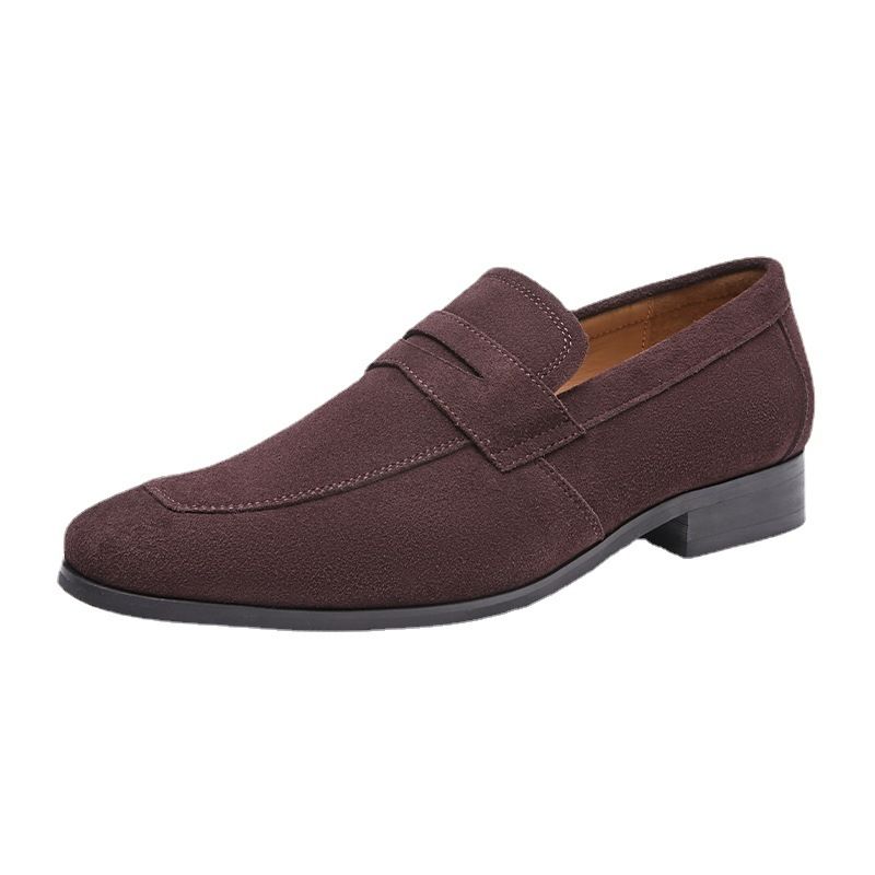 Herren-loafer Mokassin Nubuk-rindsleder Hufeisenabsatz - Braun