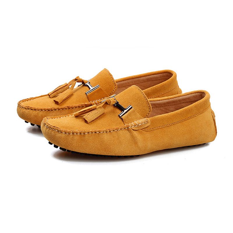 Herren Mokassin Loafer Fahrschuhe Quaste Wildleder - Gelb