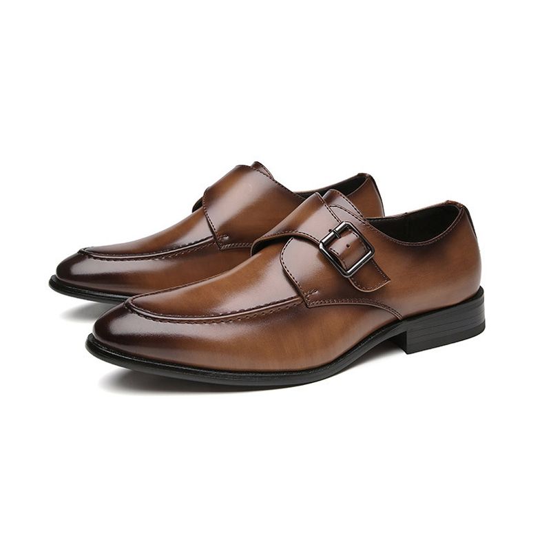 Herren-monkschuhe Formelle Schuhe Schnalle Mikrofaser-leder Spitze Zehenpartie - Braun