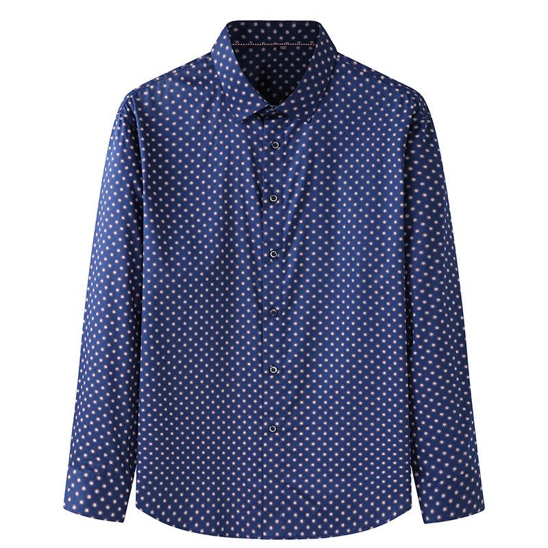 Herrenhemd Mit Polka-dot-muster Lange Ärmel Locker