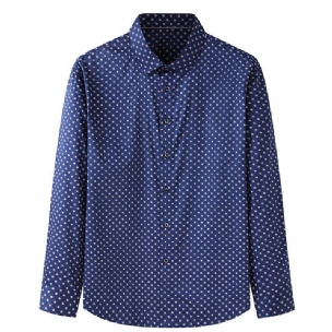 Herrenhemd Mit Polka-dot-muster Lange Ärmel Locker