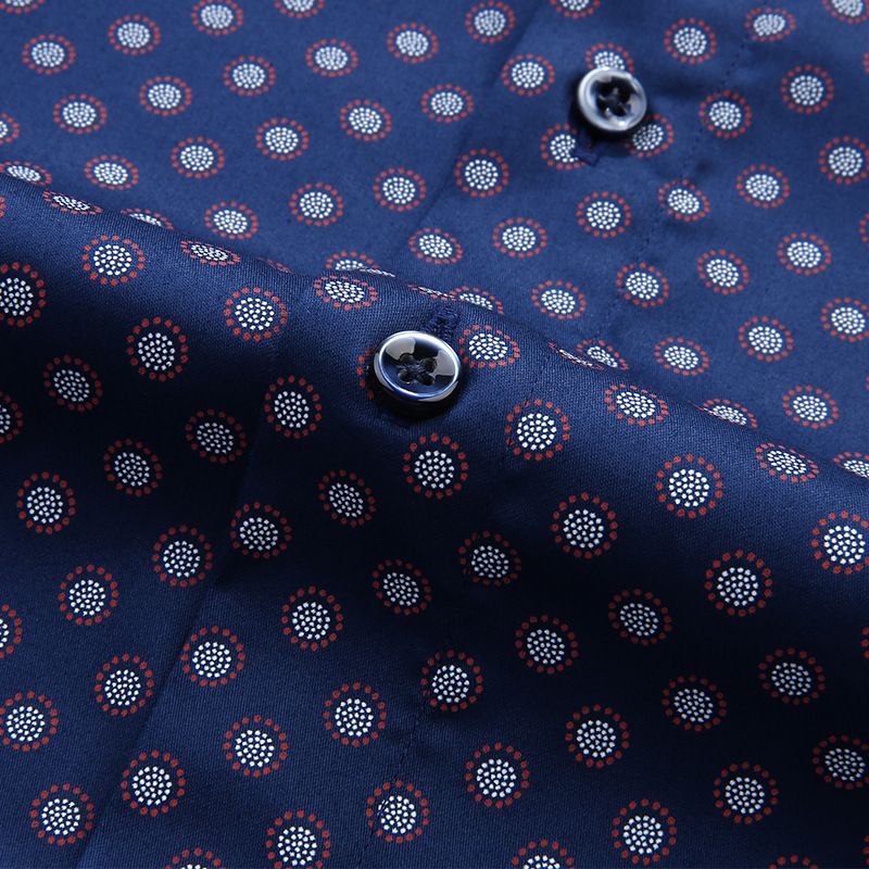 Herrenhemd Mit Polka-dot-muster Lange Ärmel Locker - Blau